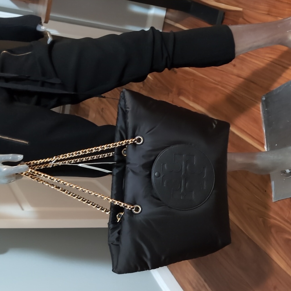 Tory Burch Ella Double T Tote with Chain Threaded Straps + Gift Bag Nwt ❤️